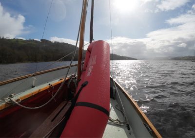 Biluta Packraft getting a ride aboard my Drascombe Lugger