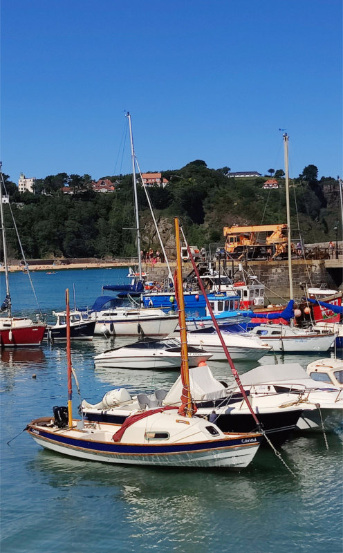 Drascombe coaster moored at Tenby harbour