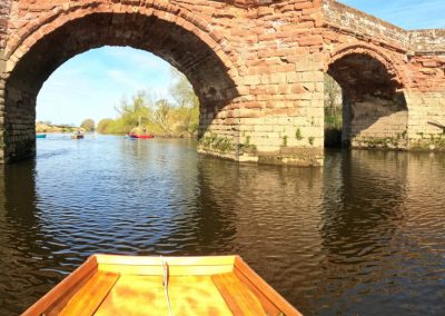 Passing under the bridge at Holt on the RIver Dee with DCA chums