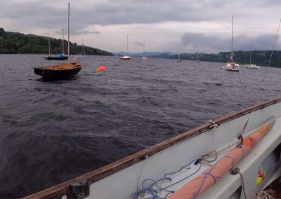 Mochyn Du waiting patiently on my Drascombe Lugger Mooring