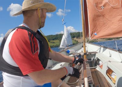 Sailing Lulu my Drascombe Lugger on Lake Bala